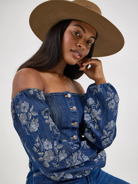 Blouse Women's Cropped Denim Wrangler