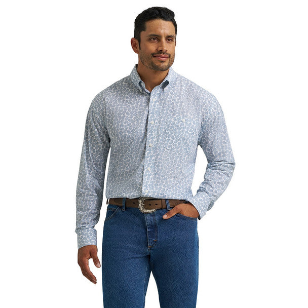 Button Down Long Sleeve Classic Fit Stretch Paisley Wrangler