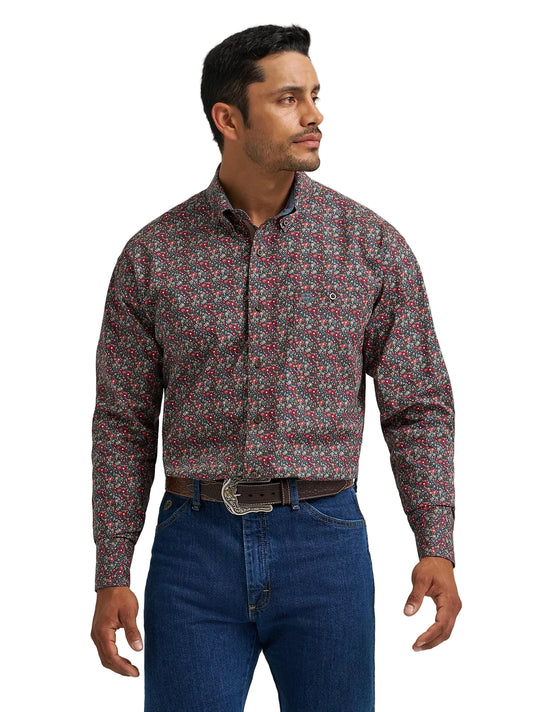 Button Down Men's George Strait Mallard Floral Wrangler