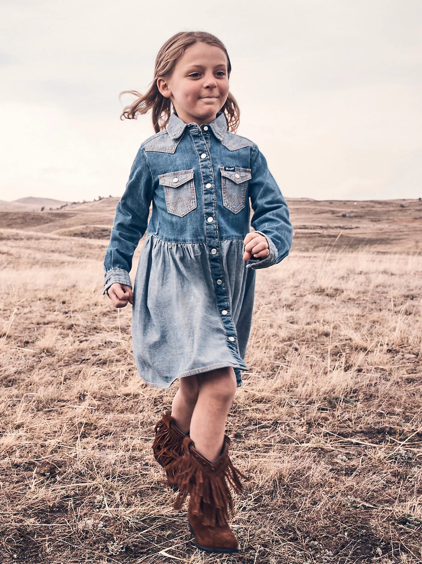 Girl's Dress Long Sleeve Western Denim Wrangler