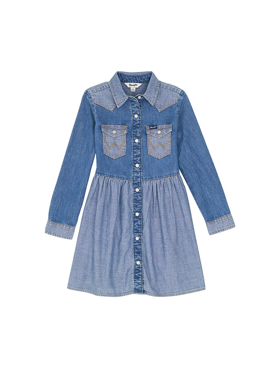 Girl's Dress Long Sleeve Western Denim Wrangler