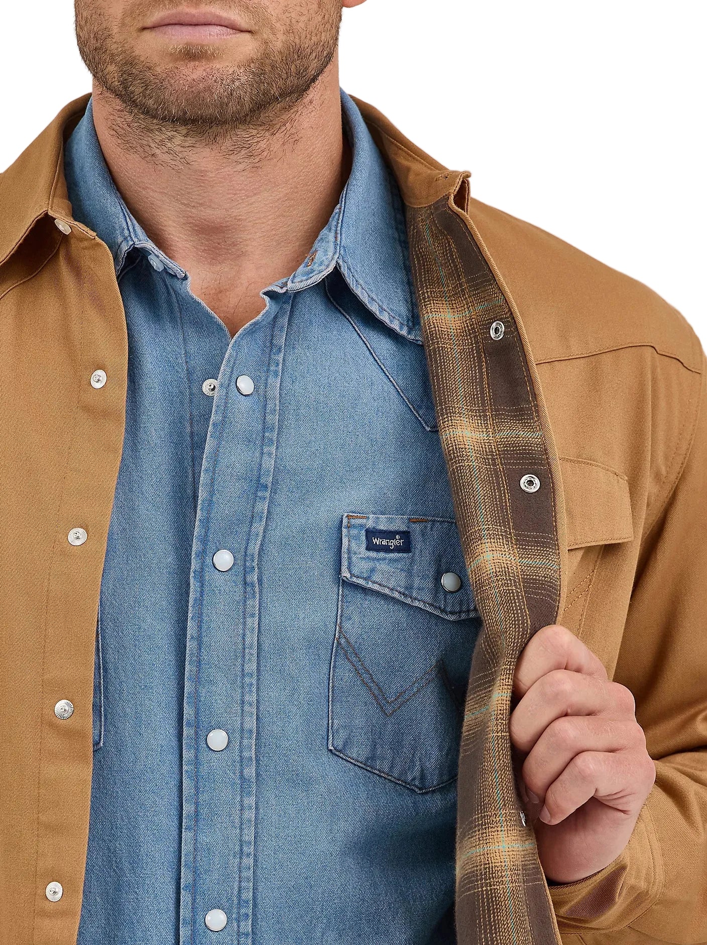 Pearl Snap Men's Flannel Lined Work Wrangler