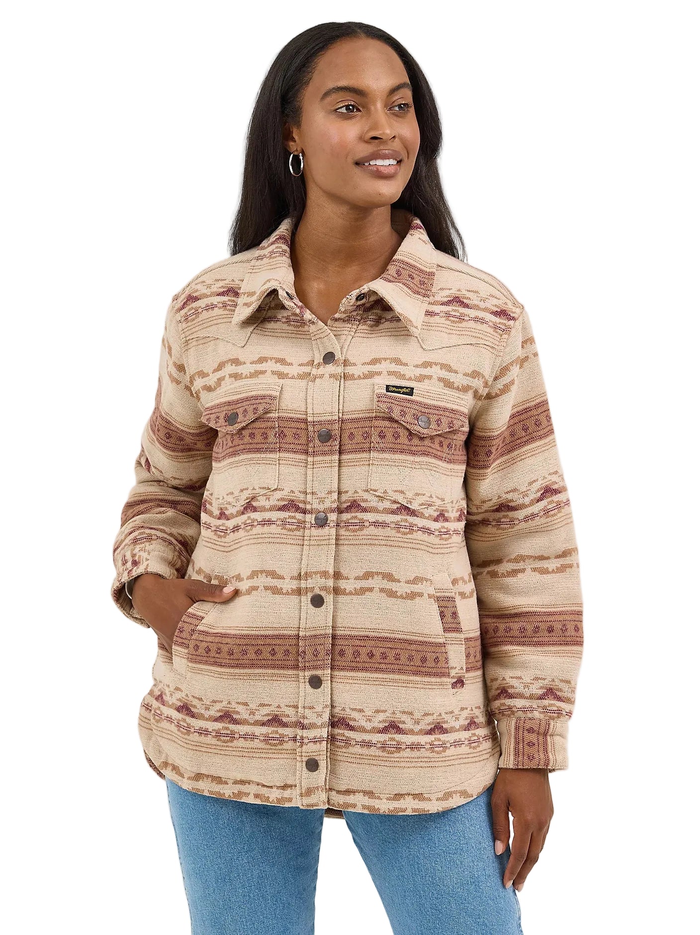 Shacket Women's Quilt Lined Jacquard Wrangler