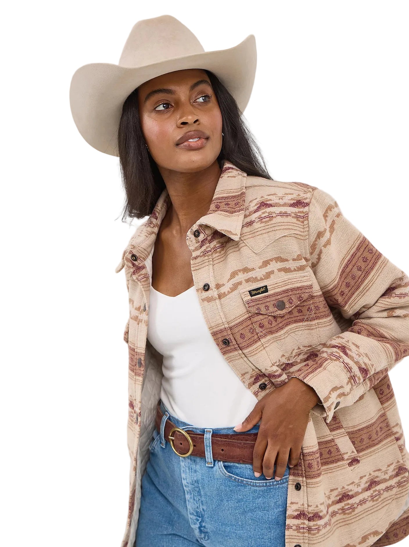 Shacket Women's Quilt Lined Jacquard Wrangler
