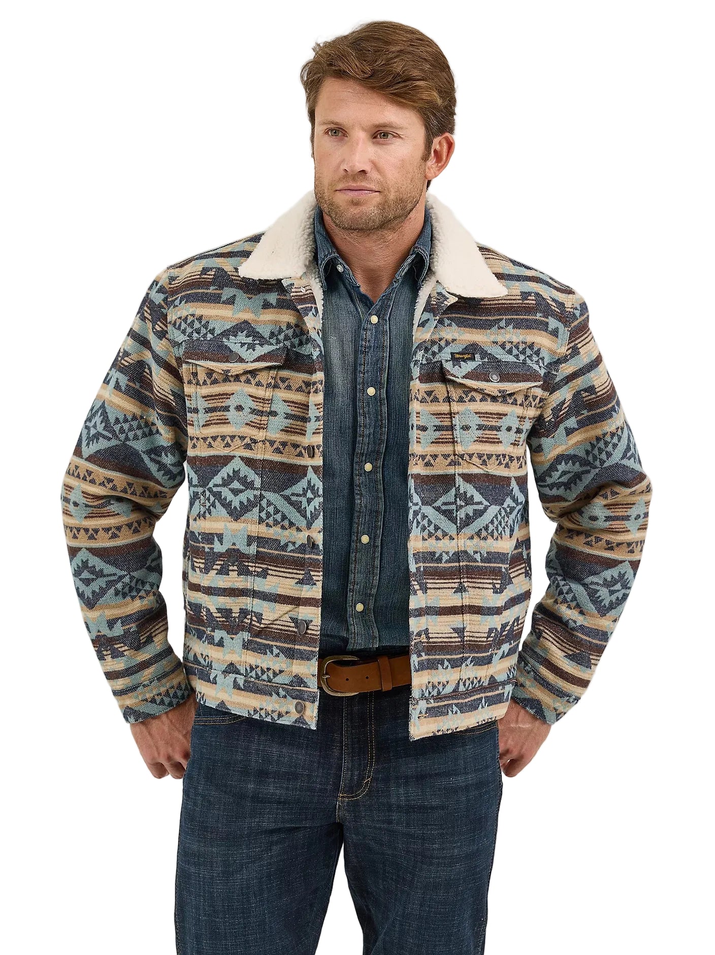 Jacket Men's Sherpa Lined Jacquard Print Wrangler