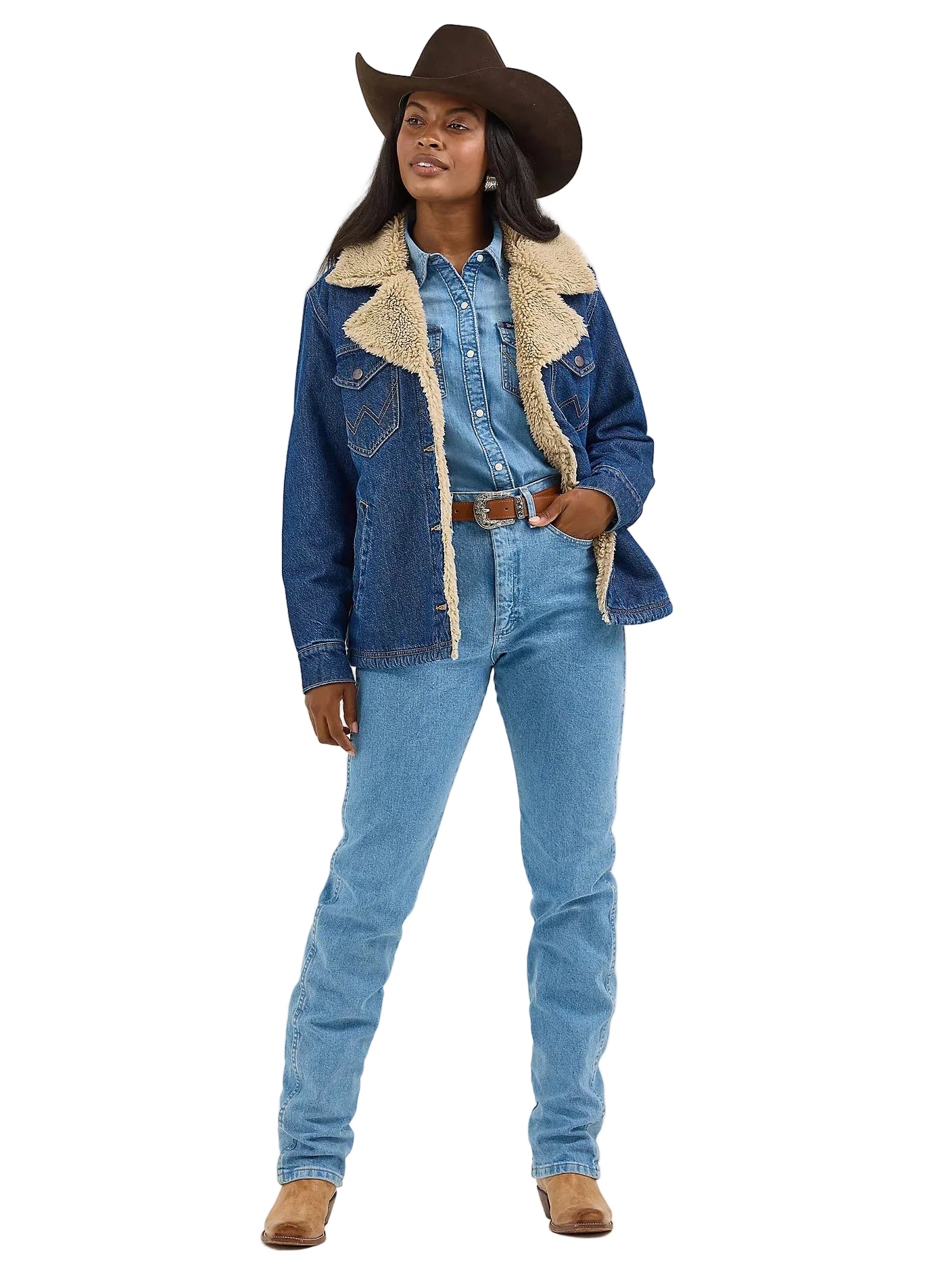 Women's Denim Sherpa Lined Range Coat Wrangler