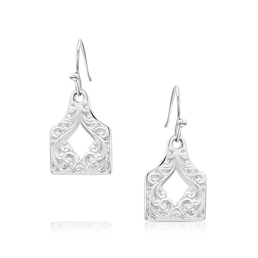 Out West Cow Tag Earrings - Montana Silversmith