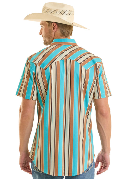 Men's Western Stripe Pearl Snap Rock & Roll Denim