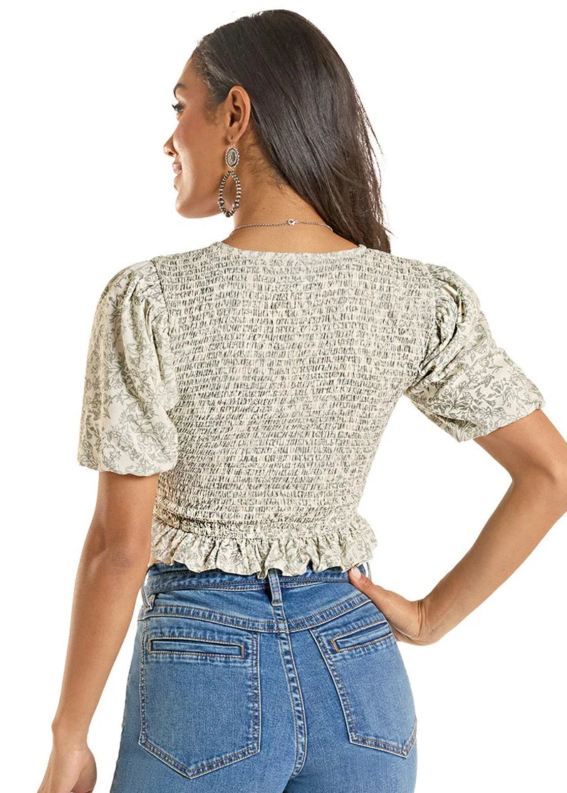 Women's Floral Smocked Top Rock & Roll Denim