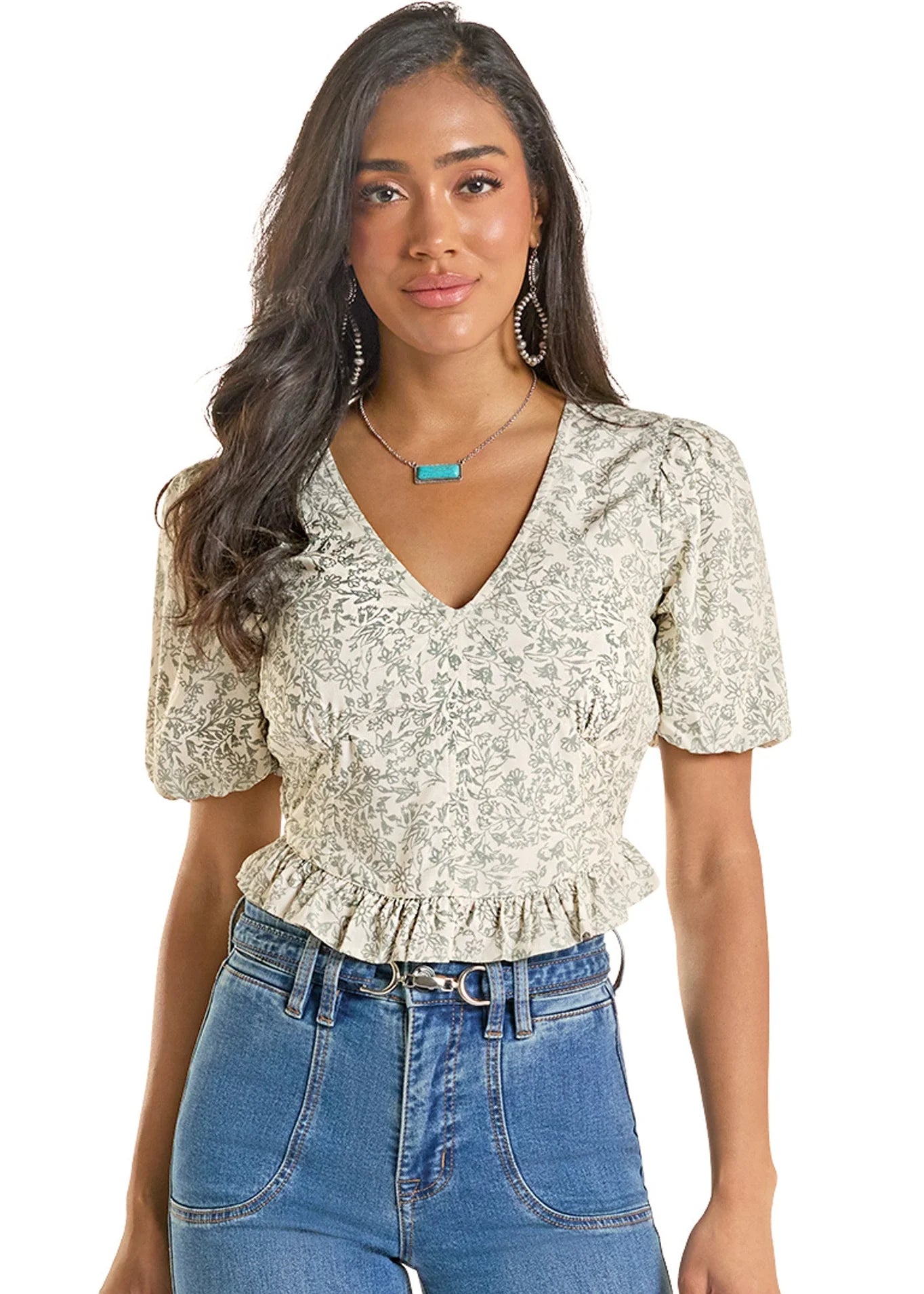 Women's Floral Smocked Top Rock & Roll Denim