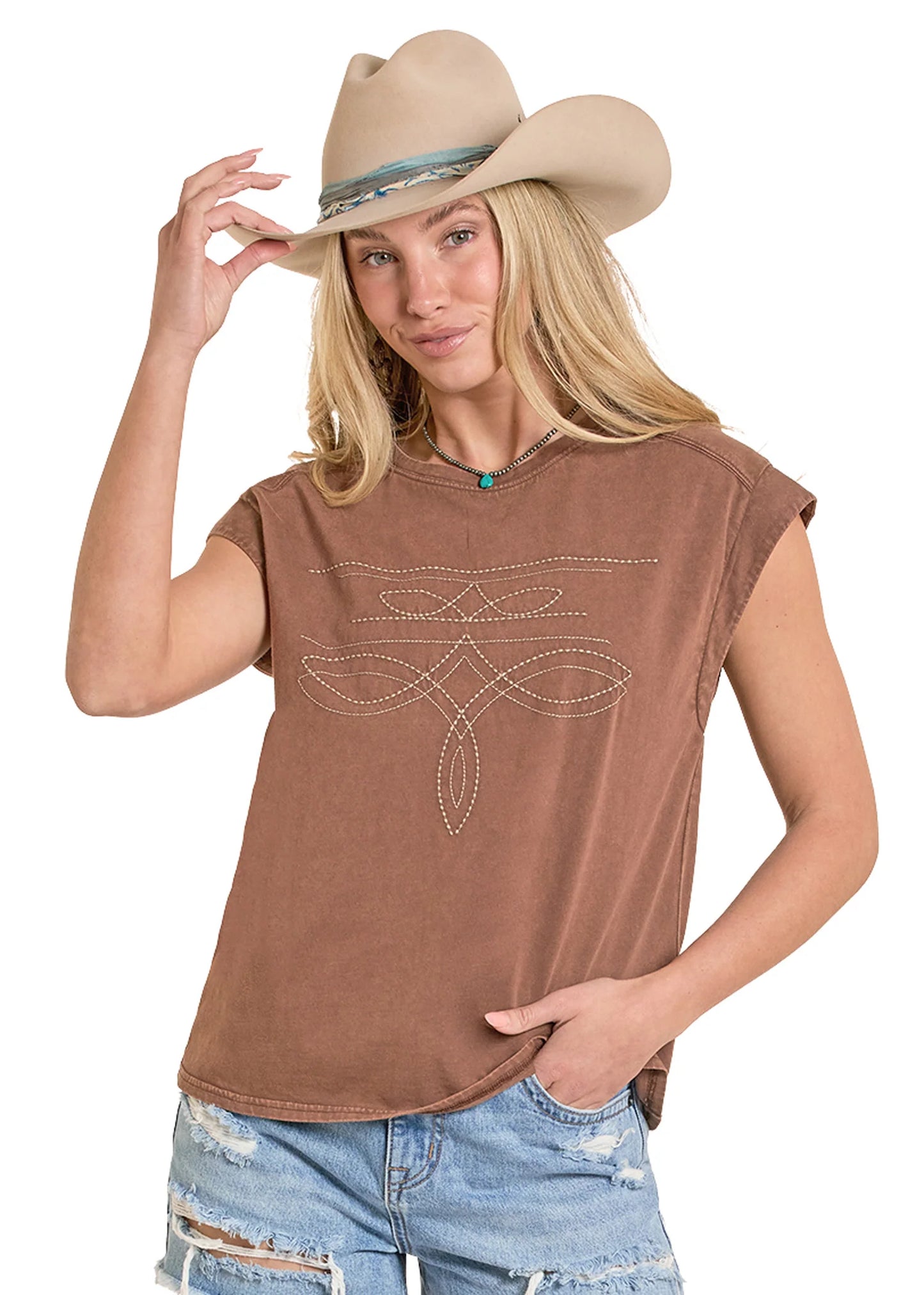 T-Shirt Women's Boot Stitch Pan Handle Slim