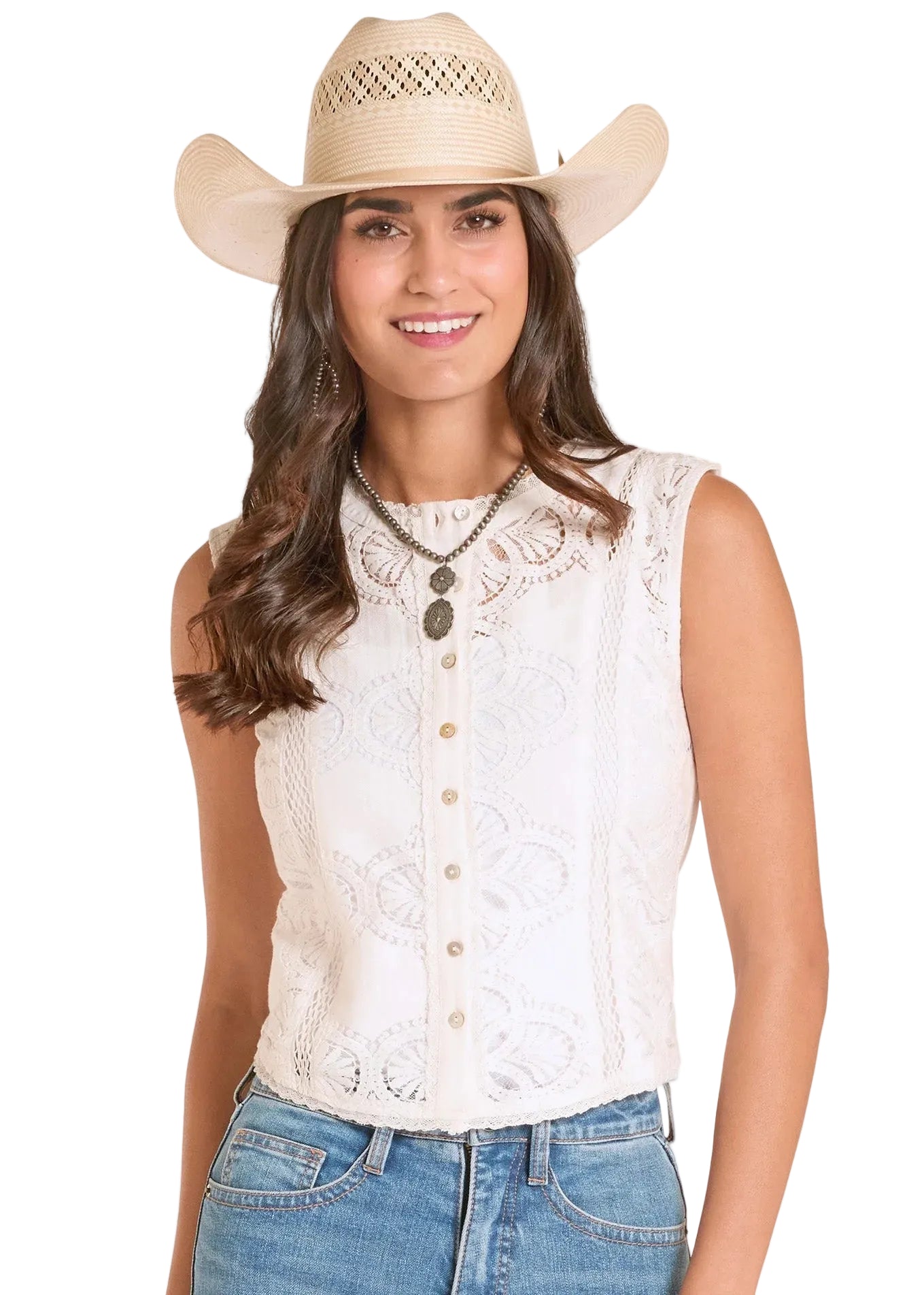 Women's Sleeveless Lace Top Panhandle Slim